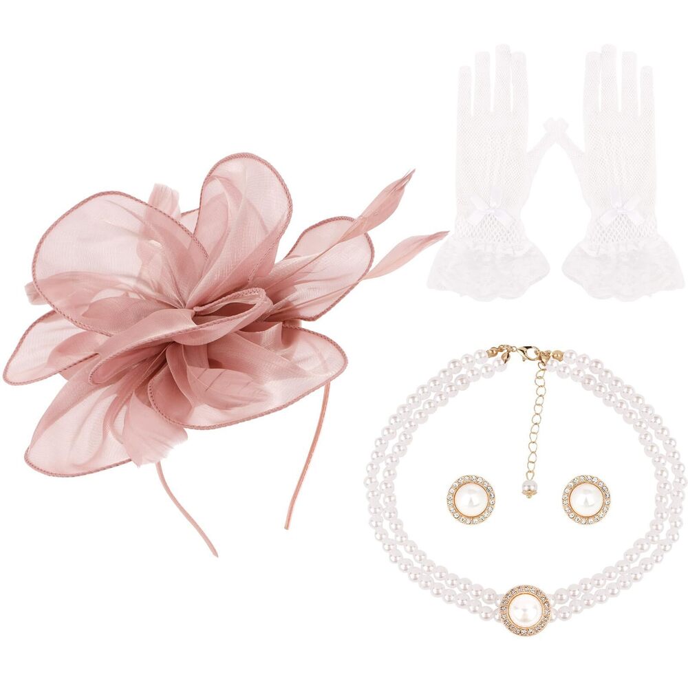 5724 Fascinators Hats Pink Tea Party Derby Feather Hats Dress